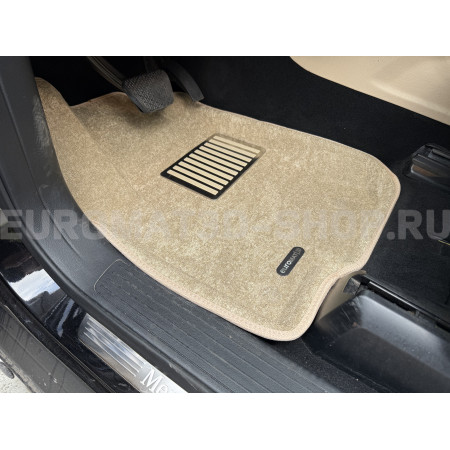 Текстильные 3D коврики Euromat3D Lux в салон для Mercedes GLE-Class (W166) (2015-2019) № EM3D-003517T Бежевые