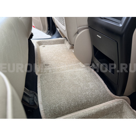 Текстильные 3D коврики Euromat3D Lux в салон для Mercedes GLE-Class (W166) (2015-2019) № EM3D-003517T Бежевые